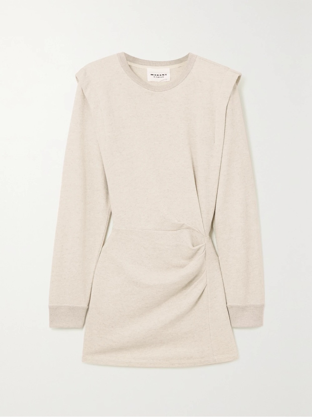 Isabel Marant Etoile Size 40 gray cream mix Long-Sleeve Ruched Mini Dress